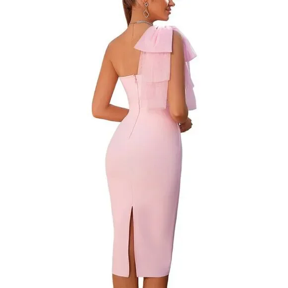 Amina Glam Womens Solid Midi Dress - Picture 2 of 3